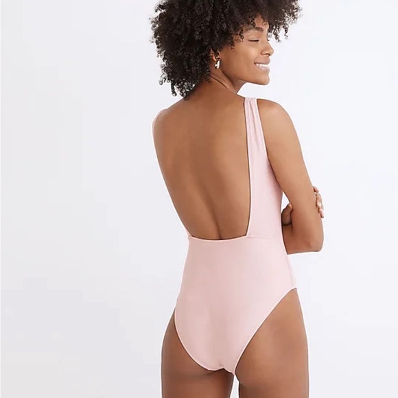 Madewell Second Wave Square Neck Tank One-Piece Swimsuit in colour Pink Icing - Picture 2 of 8